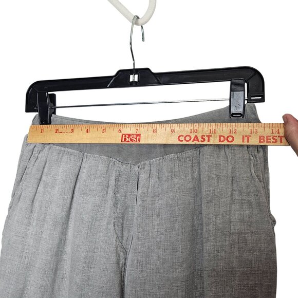 Tempo Paris Pull On Linen Womens Relaxed Fit Gray Pants Size S Lagenlook - Picture 7 of 11